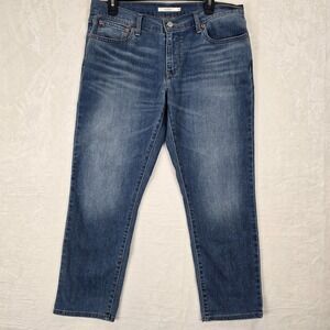 Levi's Women's Boyfriend Fit Jeans Size 30 Classic Blue Wash Stretch Mid Rise